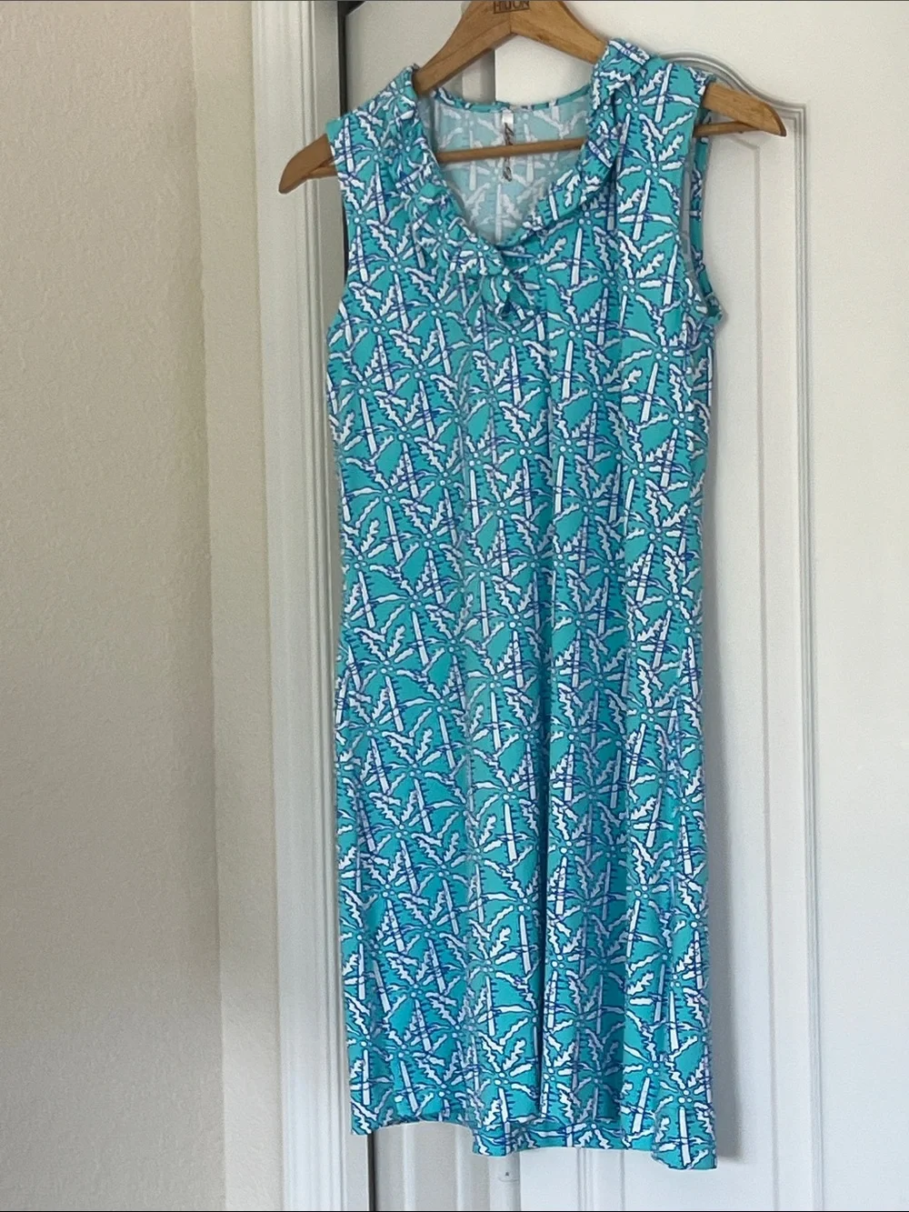 Lulu-B Turquoise, Cornflower Blue & White Patterned Midi Dress - Picture 2 of 7